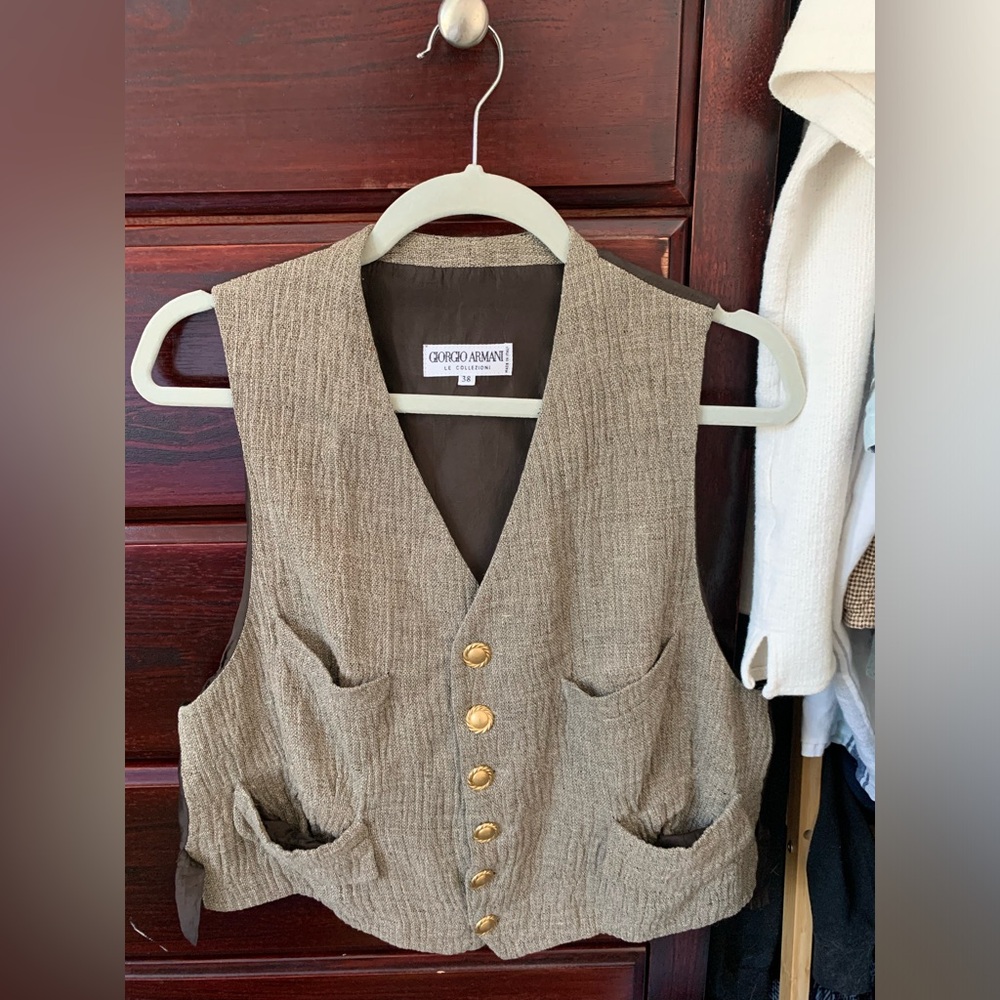 Giorgio Armani Tan Vest with Gold Buttons